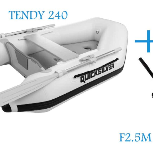 Quicksilver Tendy 240 Slatted Inflatable Boat and Mariner F2.5M 2.5hp 4 Stroke Engine Bundle
