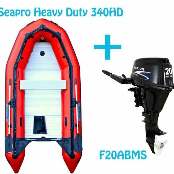 New! Seapro 340cm Heavy Duty Inflatable & Parsun 20hp F20ABMS Outboard Bundle
