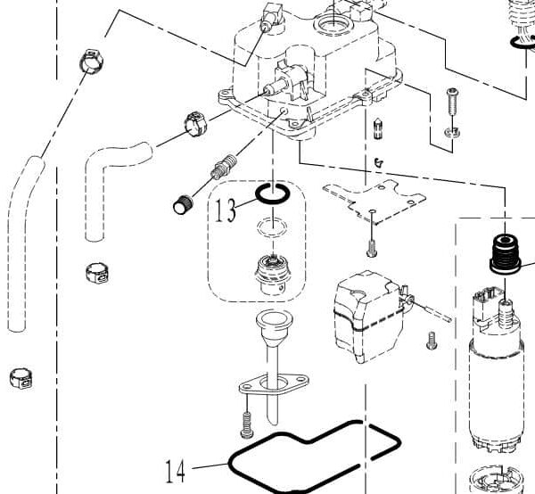 F40-05100601EI  Parsun F50/F60 O-ring, pressure regulator valve #13