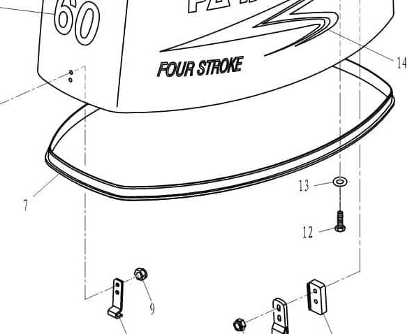 F60-07000002 Rubber seal, top cowling #7