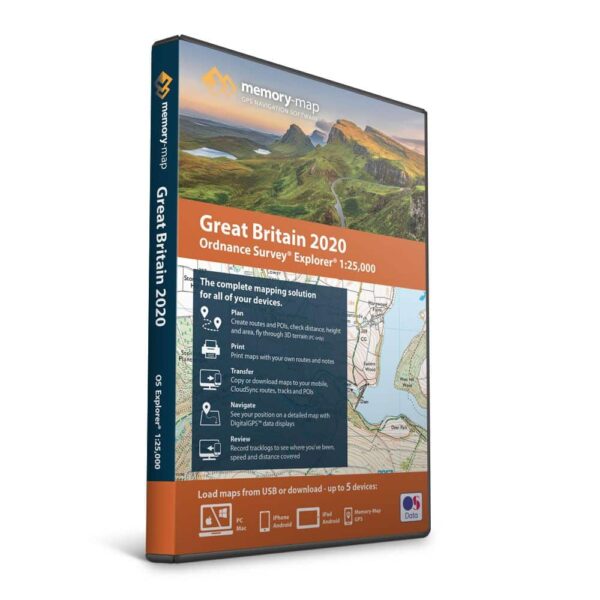 2020 Memory-Map OS Explorer 1:25,000 Great Britain USB