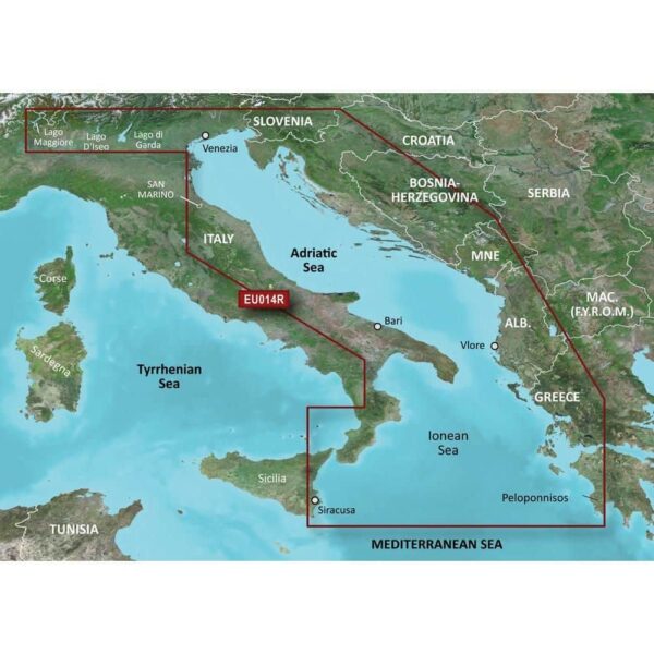 Garmin BlueChart G3 Regular Coverage Areas-Southern Europe-HXEU014R Italy, Adriatic Sea