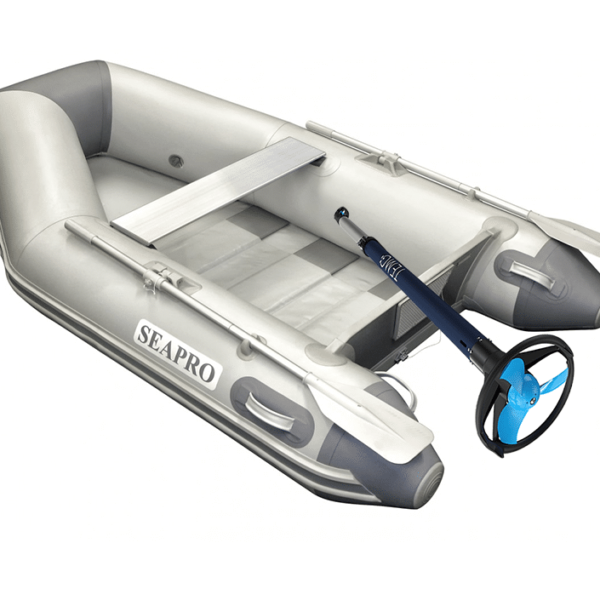 TEMO 450 Electric Outboard on a Seapro 240RU 2.4m Rollup Inflatable Boat