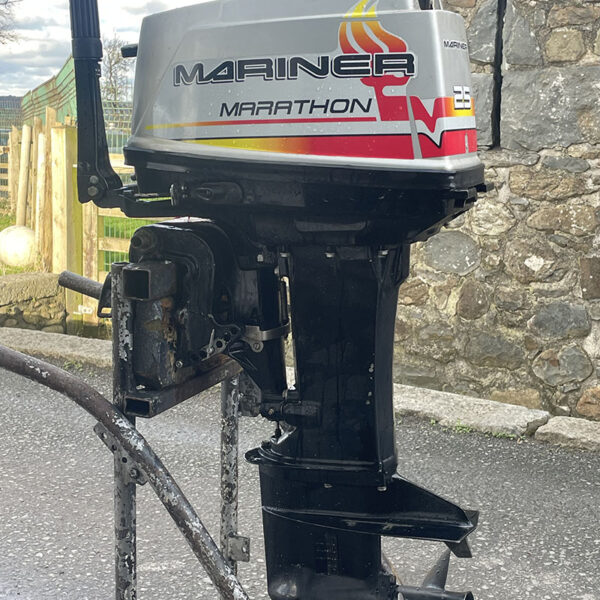 Used 25hp Mariner marathon – short shaft, manual start, tiller control, two stroke