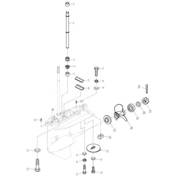 T40-04070000-12 Propeller assembly 40-60hp 12″ #18