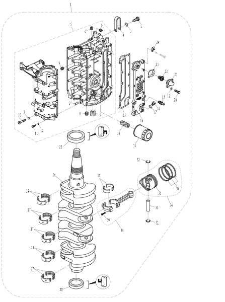 F60-05050000 Engine block assembly #1
