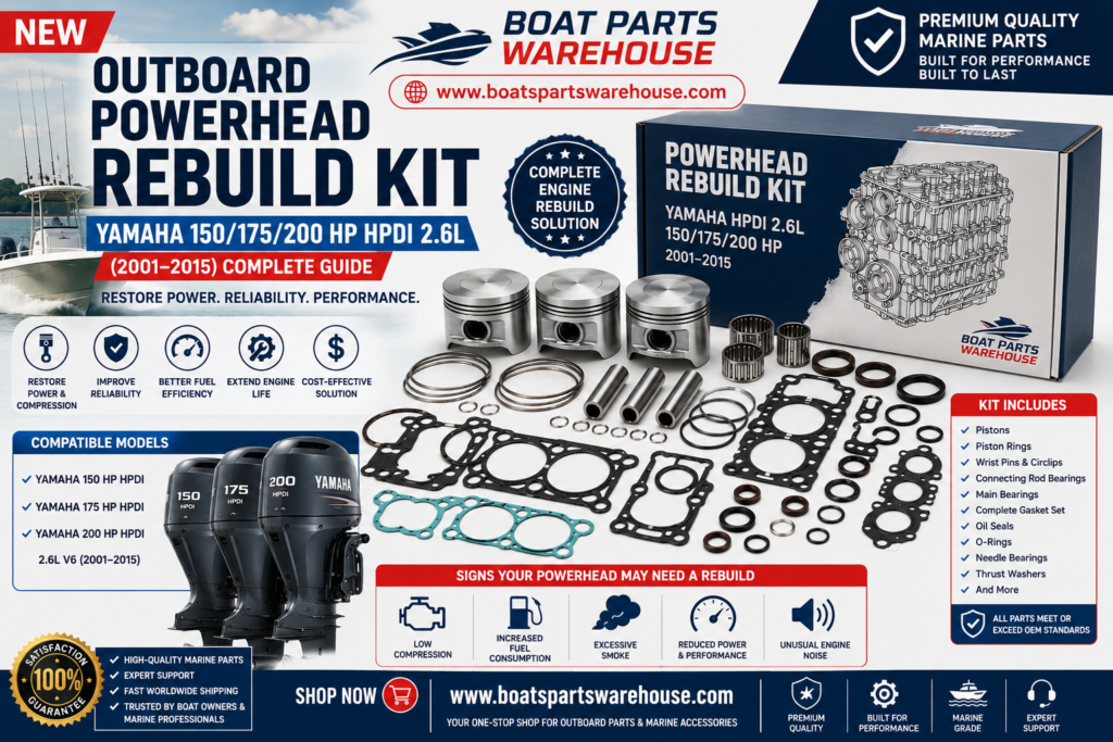 Yamaha 150 175 200 HP HPDI 2.6L Powerhead Rebuild Kit for 2001–2015 Outboard Motors